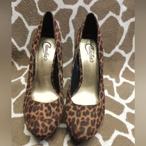 Candies Cheetah print platform stilettos